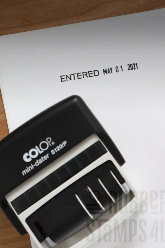 Entered on Date self inking rubber stamp