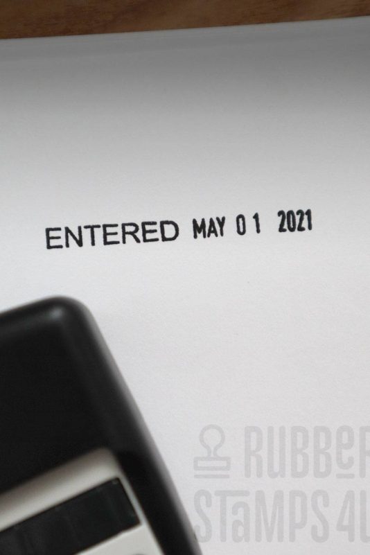 Entered on Date self inking rubber stamp