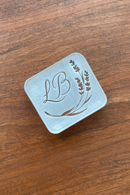 Custom Monogram Soap Stamp - Lavender Initials Acrylic Stamp