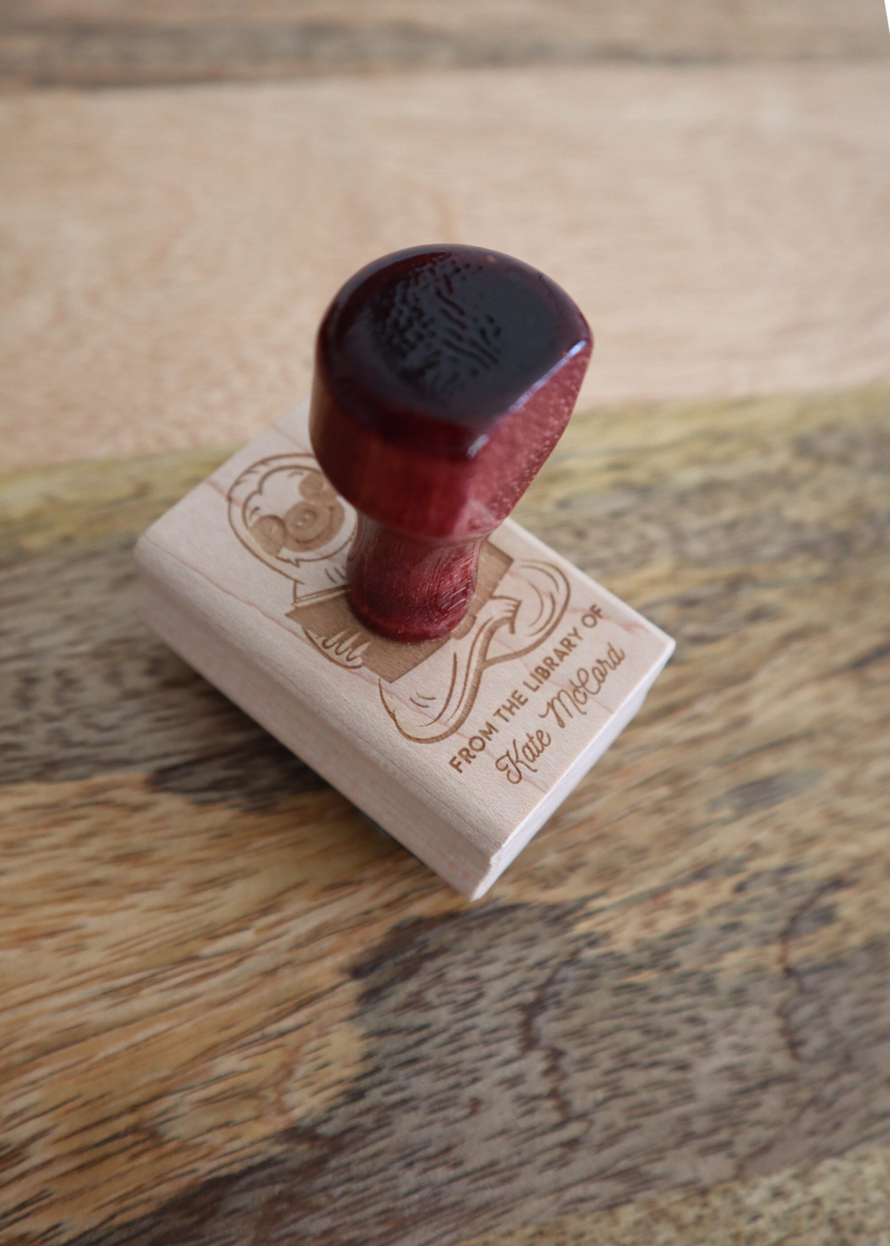 Personalized Sloth Book Rubber Stamp - From the Library Of - Image 3