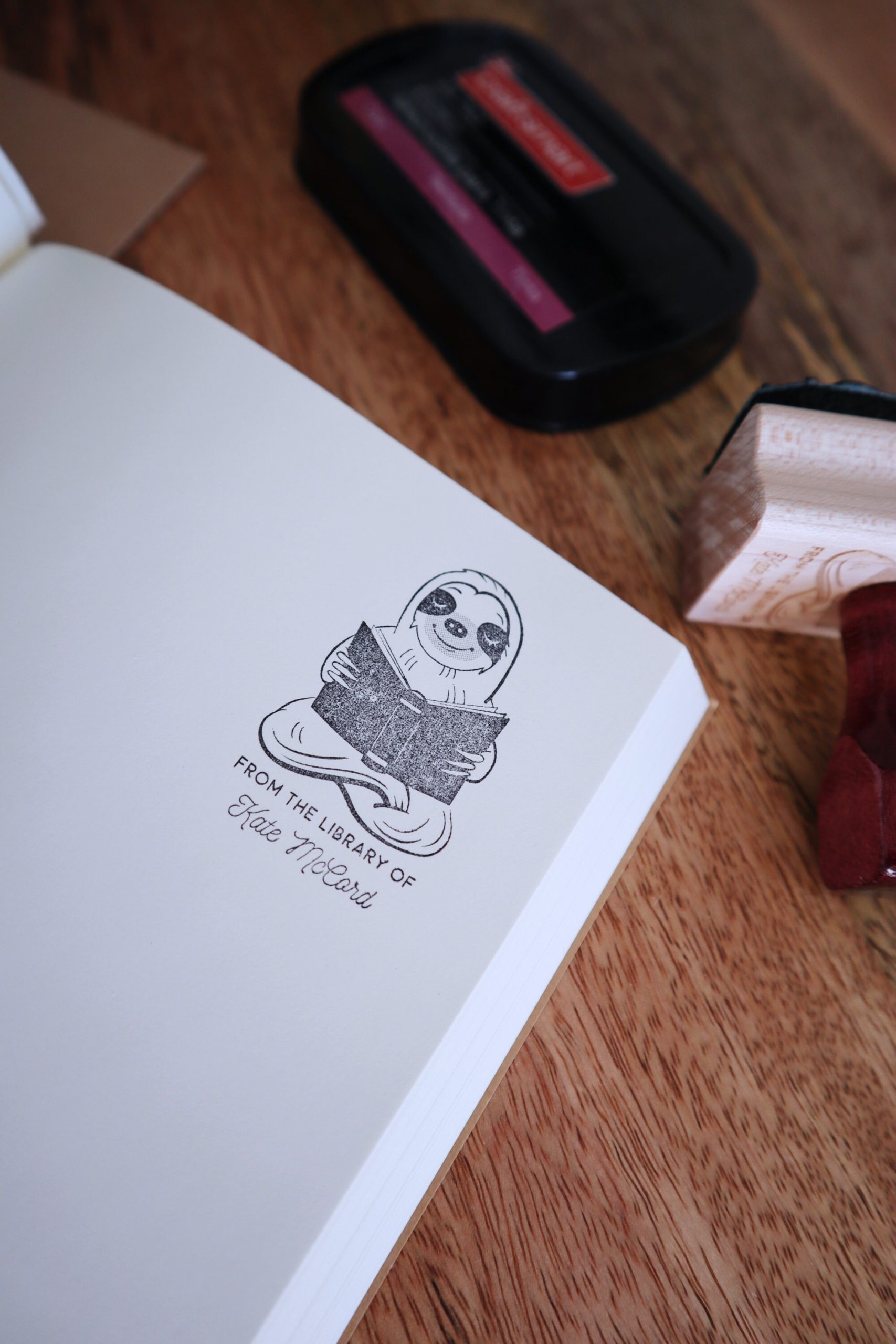 Personalized Sloth Book Rubber Stamp - From the Library Of - Image 5