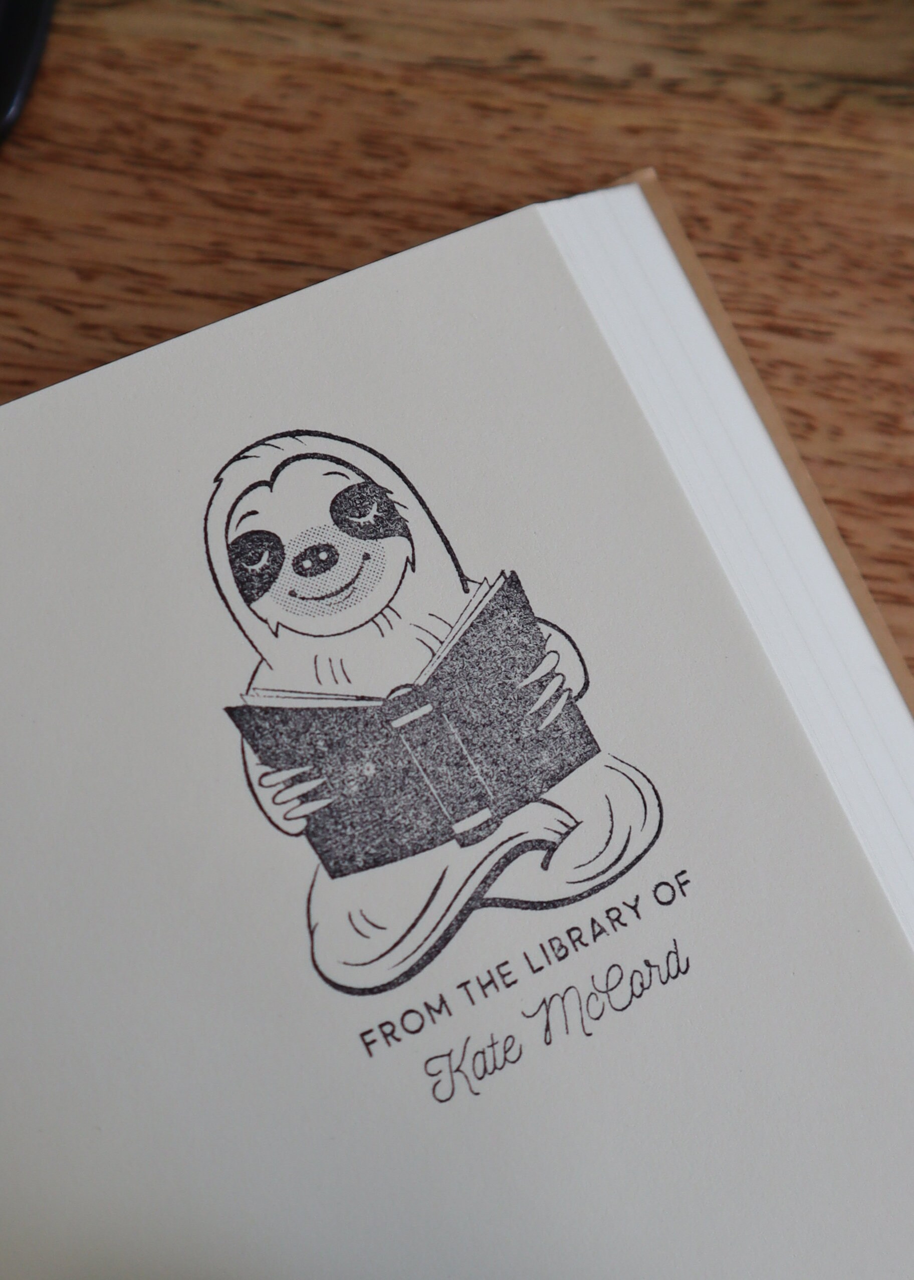 Personalized Sloth Book Rubber Stamp - From the Library Of - Image 8