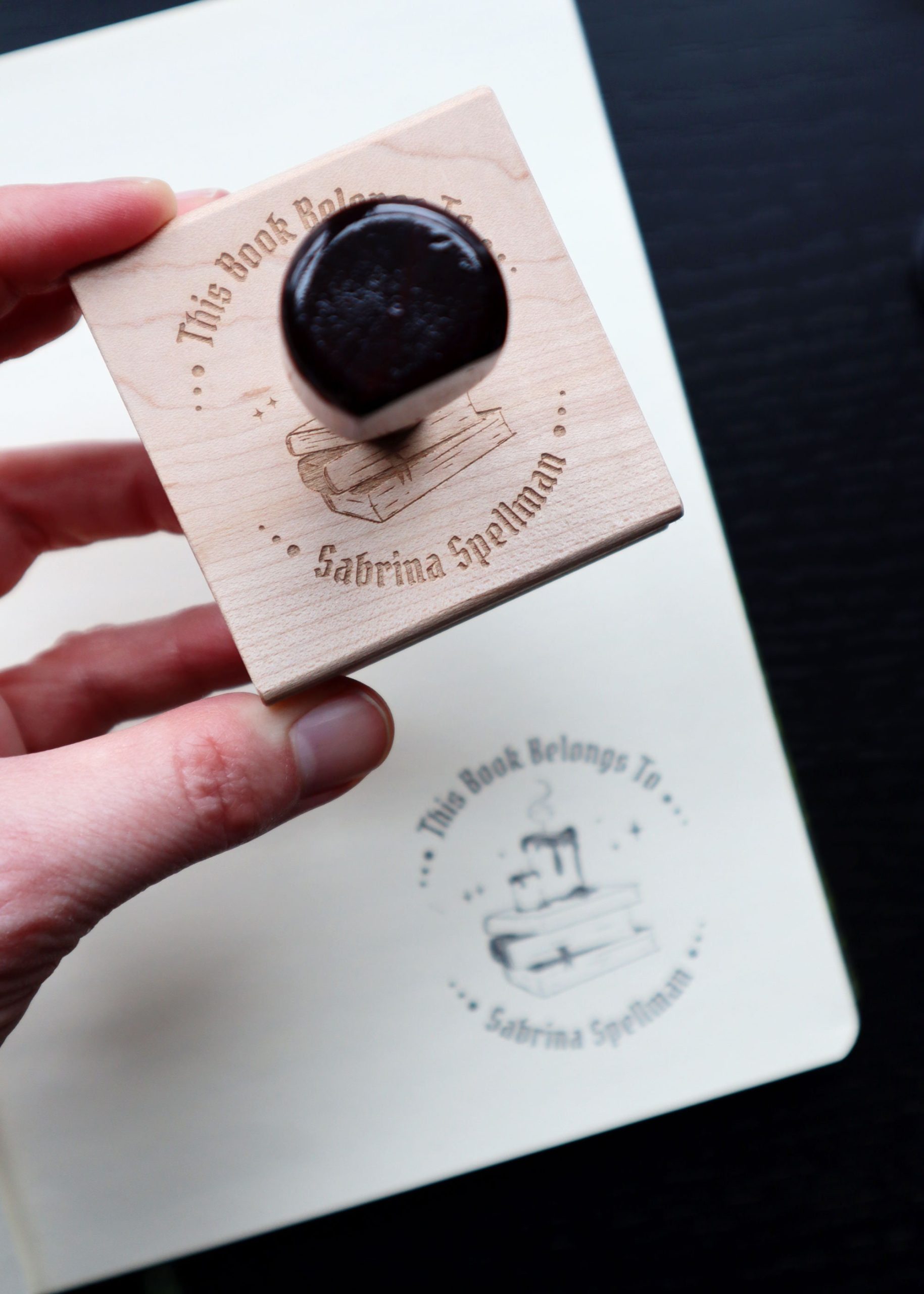 Personalized Library Rubber Stamp - Spooky Book Lover - Image 3