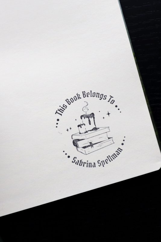 Personalized Library Rubber Stamp - Spooky Book Lover