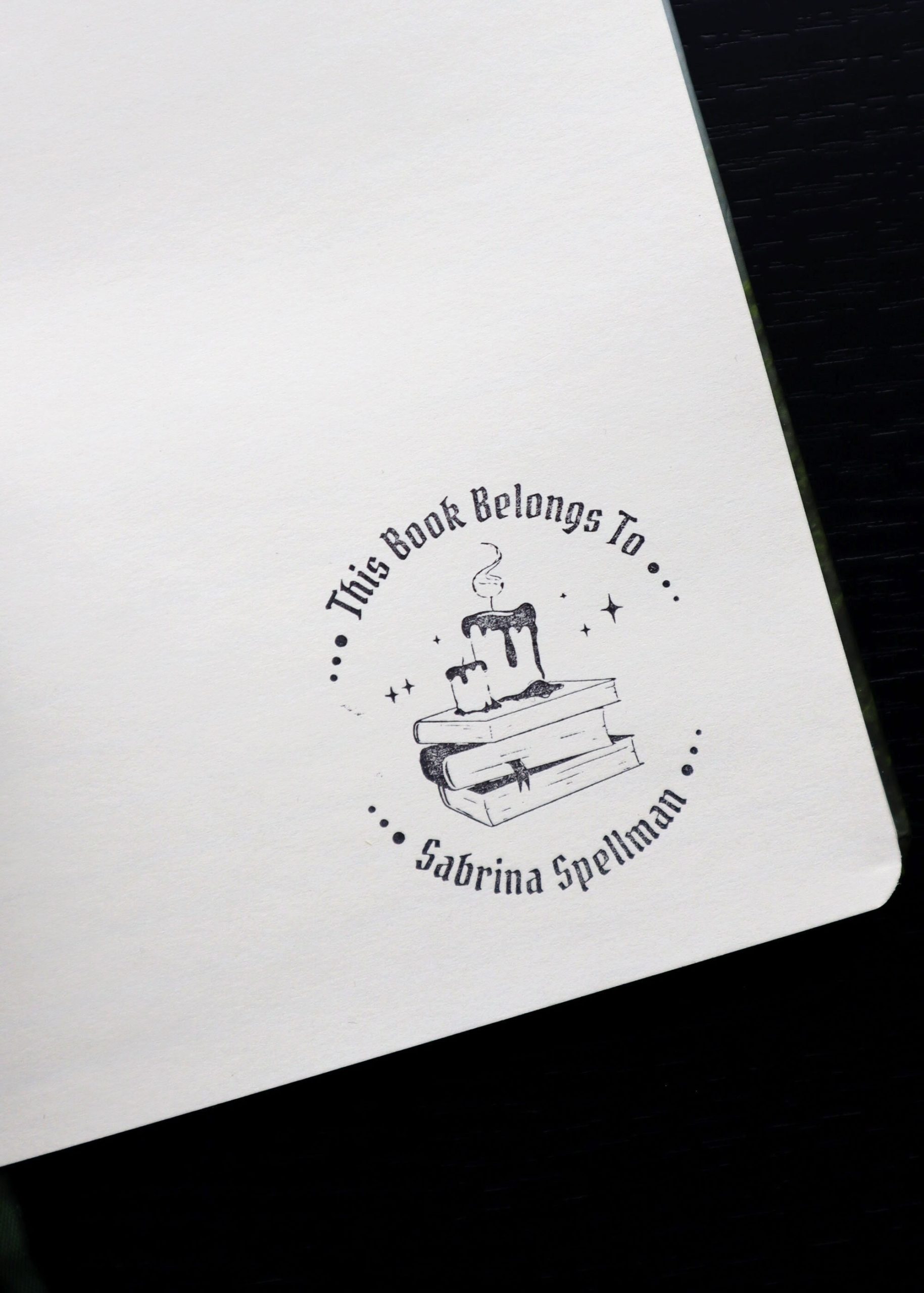 Personalized Library Rubber Stamp - Spooky Book Lover