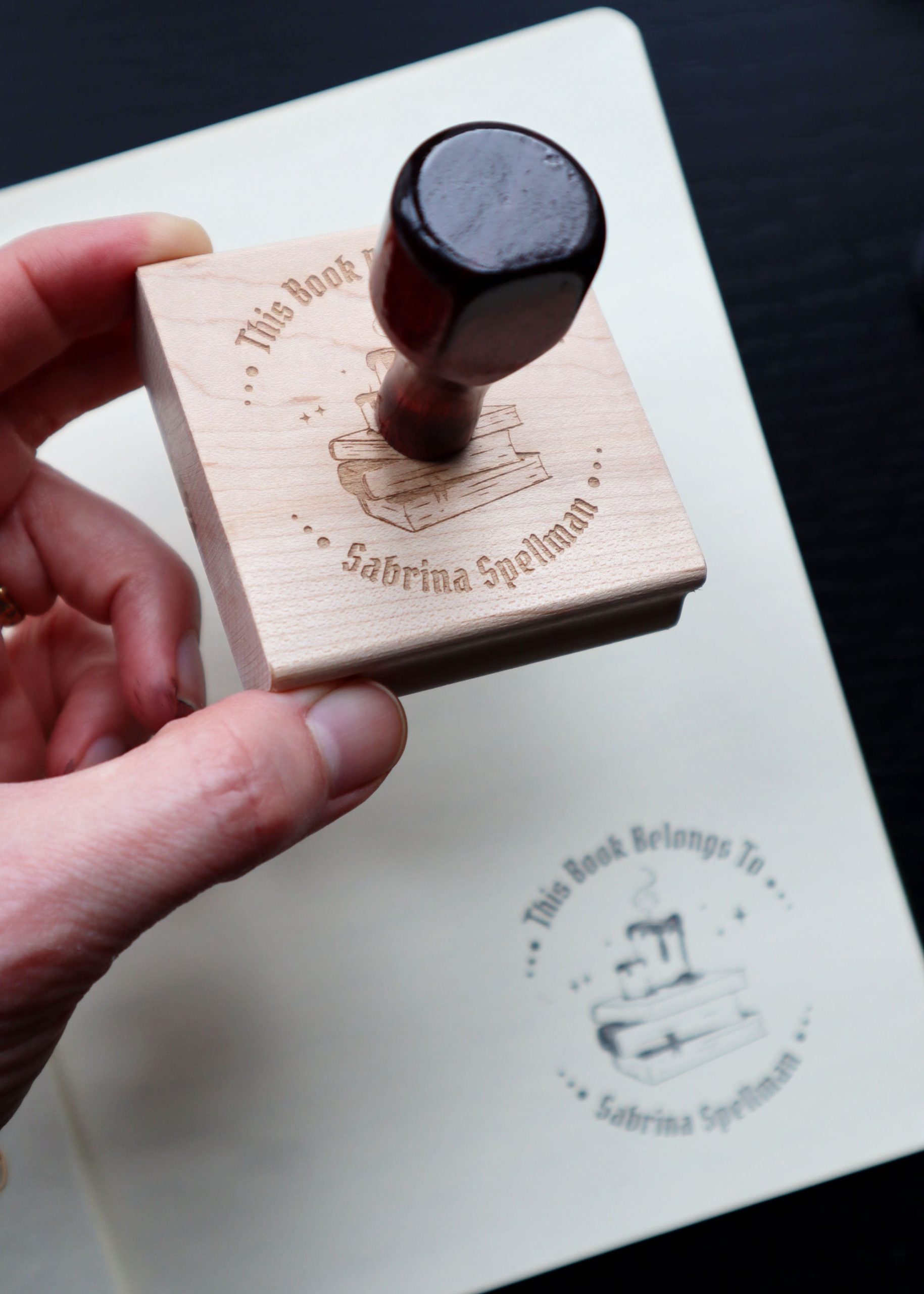 Personalized Library Rubber Stamp - Spooky Book Lover - Image 2